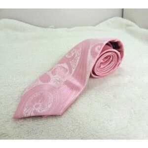 DiBanGu Men's Silk Neck Tie Pink Paisley